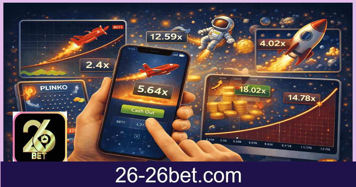 Jogo Crash 26BET com multiplicadores em tempo real no Brasil